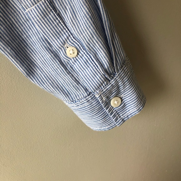 G.H. Bass Co Pinstripe Embroidered Buttondown Sz M - Picture 7 of 11